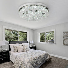 Load image into Gallery viewer, Crystal LED Ceiling Light Chandelier Silver Dimmable with Remote Control 50x14cm
