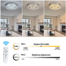 Load image into Gallery viewer, Crystal LED Ceiling Light Chandelier Silver Dimmable with Remote Control 50x14cm
