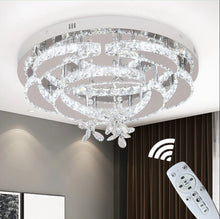 Load image into Gallery viewer, Dimmable Crystal Gold/Silver Ceiling Light Chandelier with Remote Control 50x24cm
