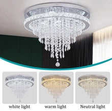 Load image into Gallery viewer, Crystal Chandelier Dimmable LED Ceiling Light Remote Control Silver 50cm
