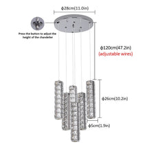 Load image into Gallery viewer, Crystal Pendant Light Dimmable Chandelier LED Ceiling Light Silver With Remote Control
