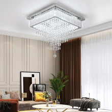 Load image into Gallery viewer, Crystal Square Chandelier LED Ceiling Light Silver Cool White/ 3 Color Lights Dimmable 45cm

