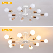 Load image into Gallery viewer, Modern Chandelier 10Lights Semi Flush Mount Ceiling Light White/Black 70cm

