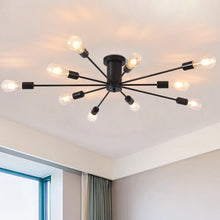 Load image into Gallery viewer, Industrial Ceiling Light Mid Century Sputnik Chandelier 10 Lights Black 87cm
