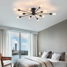 Load image into Gallery viewer, Industrial Ceiling Light Mid Century Sputnik Chandelier 10 Lights Black 87cm

