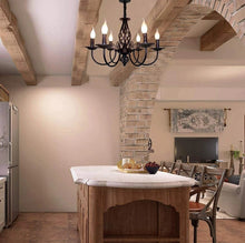 Load image into Gallery viewer, Pendant Light Farmhouse Chandelier Black 6 Lights E14
