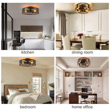 Load image into Gallery viewer, Industrial Flush Mount Ceiling Fan Black/White 4xE27 50cm with Remote Control
