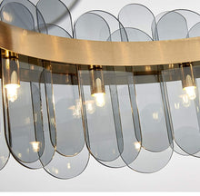Load image into Gallery viewer, Nordic Gold/ Smoky Gray Crystal Oval Chandelier Pendant Light Ceiling Light 60 cm
