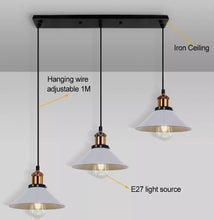 Load image into Gallery viewer, Retro Chandelier Pendant Lamp Industrial Hanging Lamp Metal Ceiling Lamp E27 Base White
