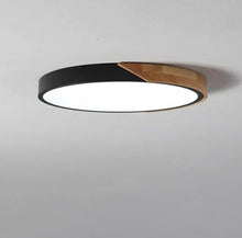 Load image into Gallery viewer, LED Ceiling Light Modern Minimalist Round Light Chandelier Iron &amp; Wood Ceiling Lamp 3 Color Lights
