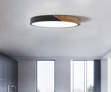 Load image into Gallery viewer, LED Ceiling Light Modern Minimalist Round Light Chandelier Iron &amp; Wood Ceiling Lamp 3 Color Lights
