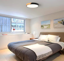 Load image into Gallery viewer, LED Ceiling Light Modern Minimalist Round Light Chandelier Iron &amp; Wood Ceiling Lamp 3 Color Lights
