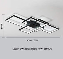 Load image into Gallery viewer, LED Ceiling Lamp Modern Square Integrated LED 40W Cool White 6000K 90cm Black/White Chandelier
