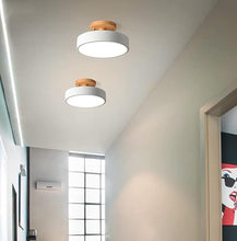 Load image into Gallery viewer, Iron Ceiling Lamp Ceiling Light LED Flush Gray/White Wood 18 cm Cool Light
