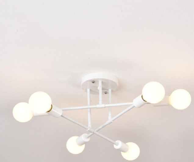 Ceiling Light White Vintage Pendant Light Industrial Chandelier  6 x E27 (included)