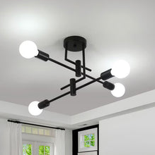 Load image into Gallery viewer, Ceiling Light Semi Flush Mount E27 4-Light Black and Gold/Black Modern Chandelier
