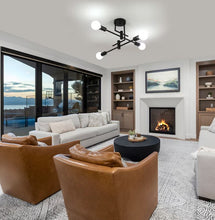 Load image into Gallery viewer, Ceiling Light Semi Flush Mount E27 4-Light Black and Gold/Black Modern Chandelier
