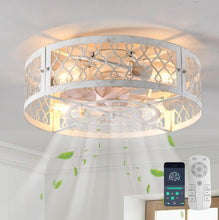 Load image into Gallery viewer, Industrial Flush Mount Ceiling Fan Black/White 4xE27 50cm with Remote Control
