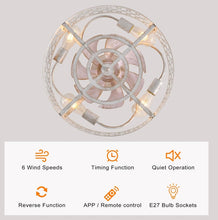 Load image into Gallery viewer, Industrial Flush Mount Ceiling Fan Black/White 4xE27 50cm with Remote Control
