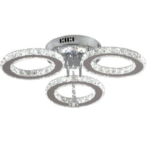 Load image into Gallery viewer, Chandelier Silver LED Ceiling Light Modern Crystal Cold White 42cm 3 Ring Design
