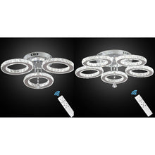 Load image into Gallery viewer, LED Ceiling Light Silver Dimmable Crystal Chandelier with Remote Control 3/5 Rings
