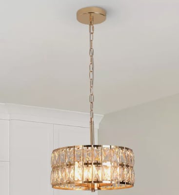 Luxury Pendant Light Adjustable Pendant Lamp Gold with Crystals Semi Flush Mount G9 30 cm