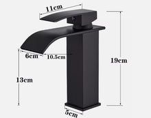 Load image into Gallery viewer, Basin Tap Black/Gold/Silver Modern Waterfall Bathroom Sink Faucet with Single Handle Bathroom Faucet
