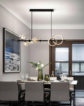 Load image into Gallery viewer, LED Dining Table Chandelier Height-Adjustable Black Ceiling Light
