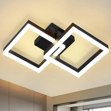 Load image into Gallery viewer, Modern LED Flush Mount Ceiling Light Black Square 3 Color Lights 24W Chandelier

