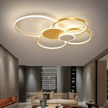 Load image into Gallery viewer, LED Ceiling Light Modern Living Room Ceiling Lamp Circle Ceiling Light Acrylic Lampshade Dining Room Chandelier Bedroom Restaurant Office Lighting Black/Gold
