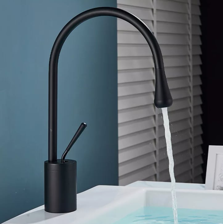 Basin Hot and Cold Water Faucet Kitchen Faucet Brushed Black/Gold Deck Mounted 360 Rotating Basin Sink Tap Mixer