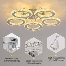 Load image into Gallery viewer, Crystal Silver Chandelier LED Ceiling Light Modern Warm White 5 Rings
