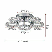 Load image into Gallery viewer, Crystal Silver Chandelier LED Ceiling Light Modern Warm White 5 Rings
