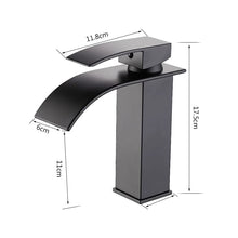 Load image into Gallery viewer, Black Basin Tap Waterfall Black Basin Sink Mixer Tap
