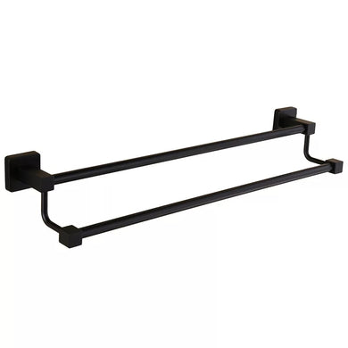 black hand towel holder 60cm Double Towel Holder Black Wall Mounted Rack Holder Accessory