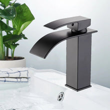 Load image into Gallery viewer, Matte Black Bathroom Taps Waterfall Black Basin Sink Mixer Tap
