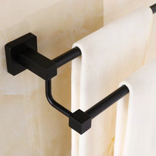 Load image into Gallery viewer, black bathroom towel holder 60cm Double Towel Holder Black Wall Mounted Rack Holder Accessory
