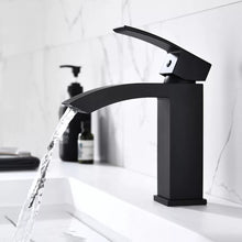 Load image into Gallery viewer, Best Black Bathroom Taps Hot Cold Black Basin Cloakroom Tap Modern Basin Sink Tap Square Mixer
