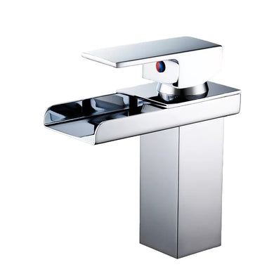 basin mixer tap Square Basin Tap Chrome Finish Waterfall Mixer Tap Brass Single Lever Modern