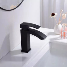 Load image into Gallery viewer, Black Taps For Bathroom Hot Cold Black Basin Cloakroom Tap Modern Basin Sink Tap Square Mixer
