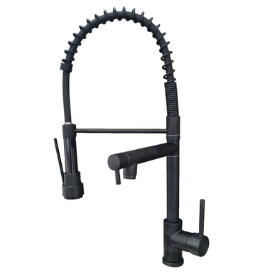 Kitchen Tap  Kitchen Tap Black Finish Mixer Tap Pull Down Dual Spout Spray Single Lever Faucet
