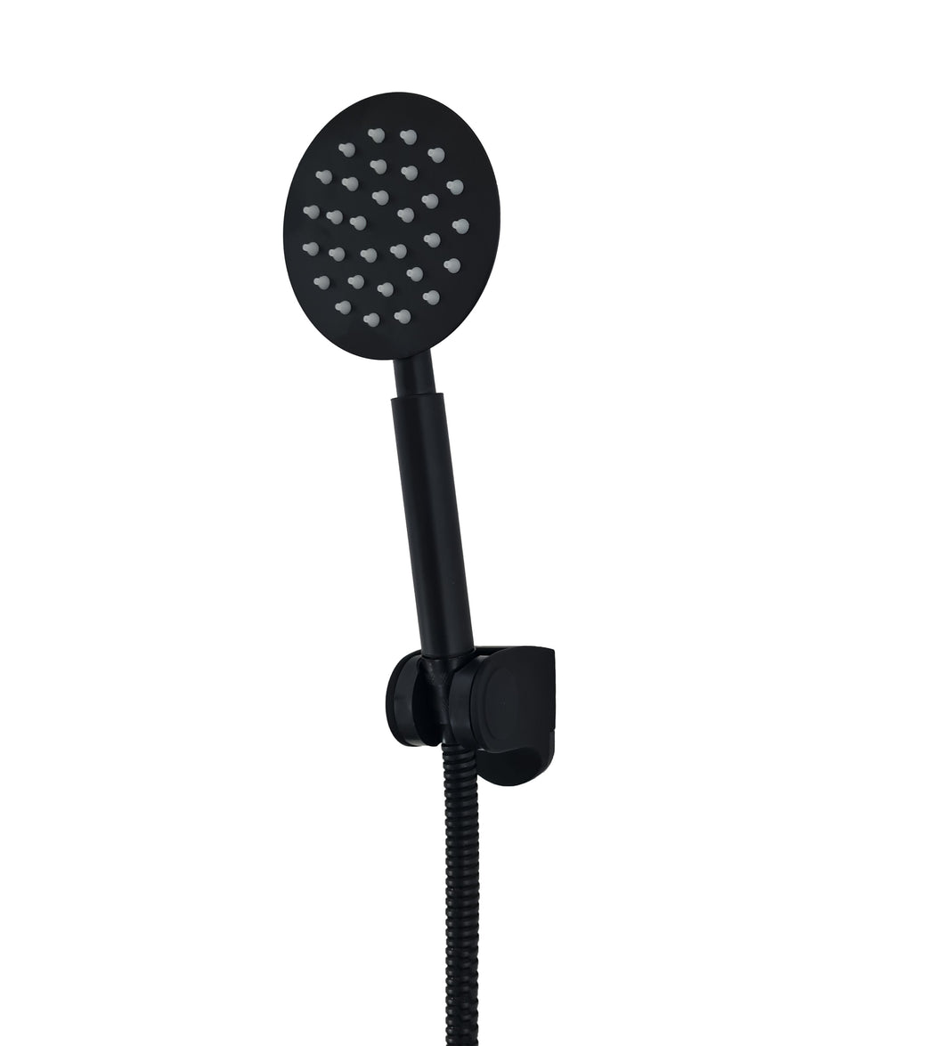 Round Black Matte Shower Hand Round Black Matt Finish Handset 1.2m Shower Hose Handset Holder For Bath Tap