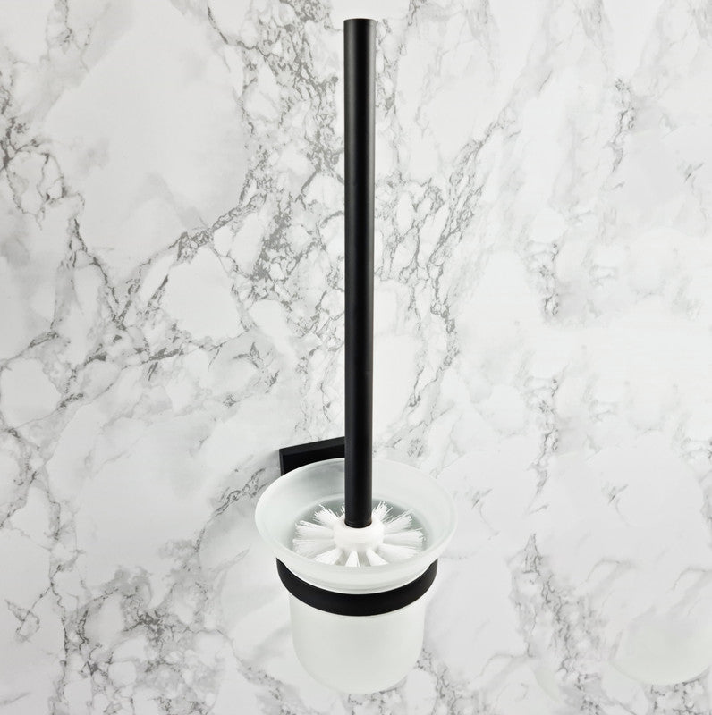 black toilet brush wall mounted Toilet Brush & Holder Square Set Wall Mount Bathroom Accessory Black