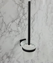 Load image into Gallery viewer, black hanging toilet brush Toilet Brush &amp; Holder Square Set Wall Mount Bathroom Accessory Black
