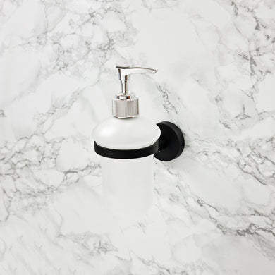 black wall mounted soap holder Dispenser Holder Wall Mounted Round Finish Glass Soap Holder Black Accessory