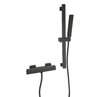 black shower mixer Bar Shower Set Bathroom Mixer Bar Valve & Kit Matt Black Square 