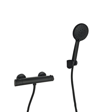 black shower mixer Thermostatic Bar Shower Set Bathroom Mixer Bar Valve & Kit Matt Black Round