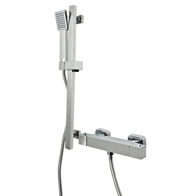 Bathroom Mixer Bar Valve & Kit Chrome Finish Square Bar Shower Set