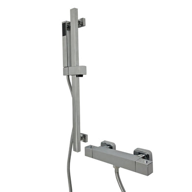 shower system Thermostatic Bar Shower Set Bathroom Mixer Bar Valve & Kit Chrome Finish Square