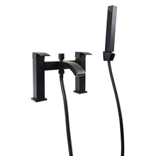 Load image into Gallery viewer, Bath Filler Tap Black Matte Finish Bathroom Modern Waterfall Black Square Mixer Bath Filler Tap Set
